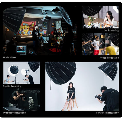 FEELWORLD FSP60 60cm Parabolic Softbox Quick Release Diffuser with Bowens Mount (Black) - free shipping - PMC Jewellery - Order now!