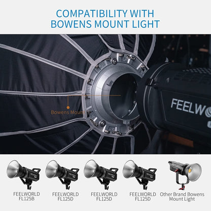 FEELWORLD FSP90 90cm Parabolic Softbox Quick Release Diffuser with Bowens Mount (Black) - free shipping - PMC Jewellery - Order now!