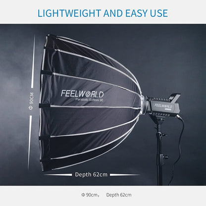 FEELWORLD FSP90 90cm Parabolic Softbox Quick Release Diffuser with Bowens Mount (Black) - free shipping - PMC Jewellery - Order now!