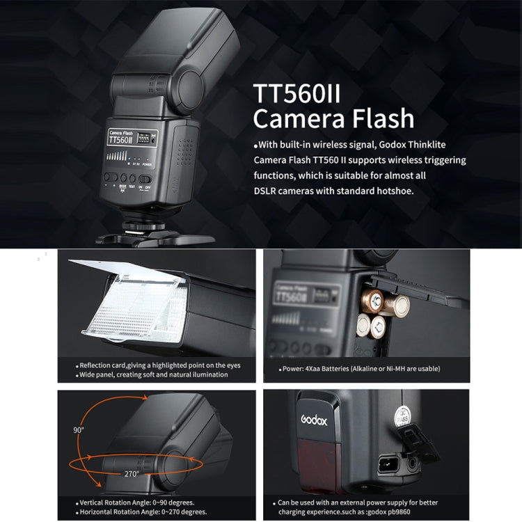 Godox TT560II Wireless 433MHz GN38 Camera Flash Speedlite Light (Black) - free shipping - PMC TechLife - Order now!