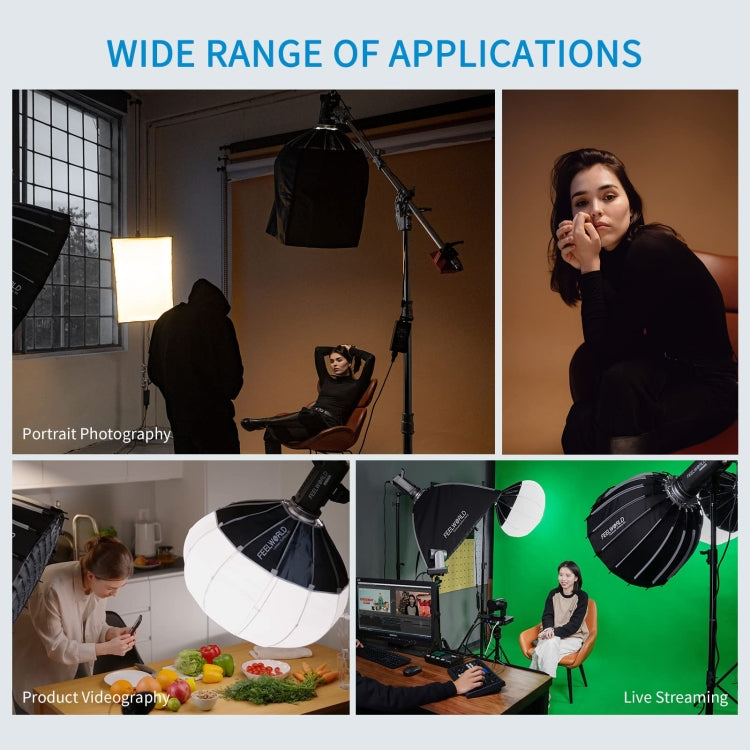 FEELWORLD FSL65 65cm Lantern Softbox Quick Release Diffuser with Bowens Mount - free shipping - PMC Jewellery - Order now!