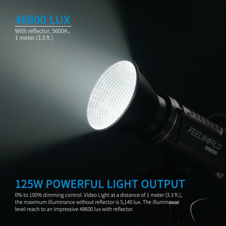 FEELWORLD FL125D 125W Daylight Point Source Video Light, Bluetooth APP Control(EU Plug)