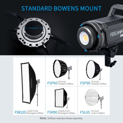 FEELWORLD FL125D 125W Daylight Point Source Video Light, Bluetooth APP Control(US Plug) - free shipping - PMC Jewellery - Order now!
