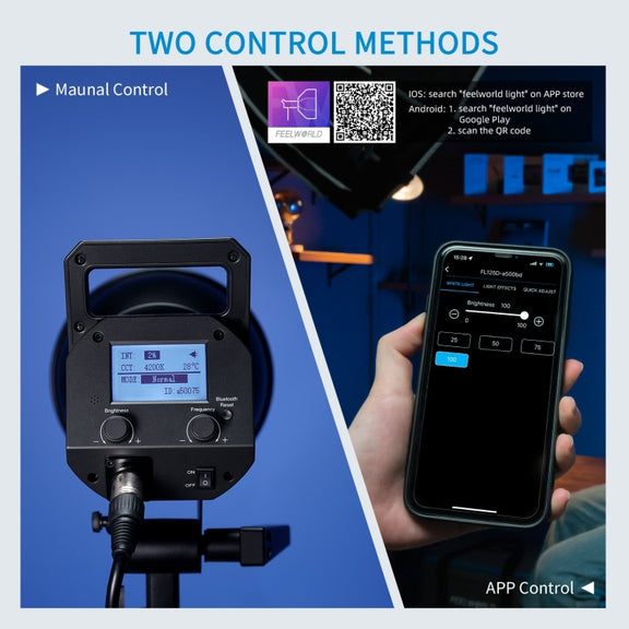FEELWORLD FL125D 125W Daylight Point Source Video Light, Bluetooth APP Control(EU Plug)