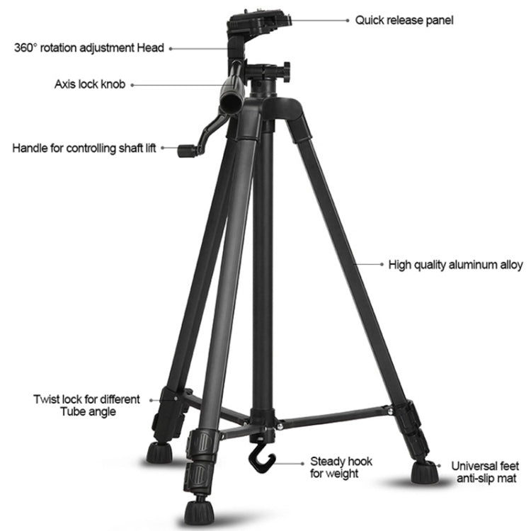 3366 Quality 1.7m Portable Phone Live Selfie Tripod DV SLR Camera Stand (Black) - Tripods by PMC TechLife | Online Shopping South Africa | PMC TechLife | Buy Now Pay Later Mobicred