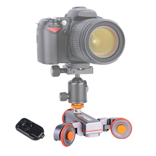 YELANGU L4X Camera 3-wheel Dolly II Electric Track Slider 3-Wheel Video Pulley Rolling Dolly Car with Remote Control for DSLR / Home DV Cameras, GoPro, Smartphones, Load: 3kg(Grey) - free shipping - PMC Jewellery - Order now!