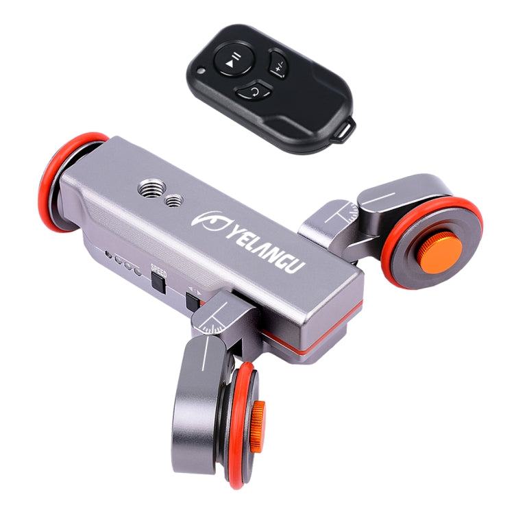 YELANGU L4X Camera 3-wheel Dolly II Electric Track Slider 3-Wheel Video Pulley Rolling Dolly Car with Remote Control for DSLR / Home DV Cameras, GoPro, Smartphones, Load: 3kg(Grey) - free shipping - PMC TechLife - Order now!