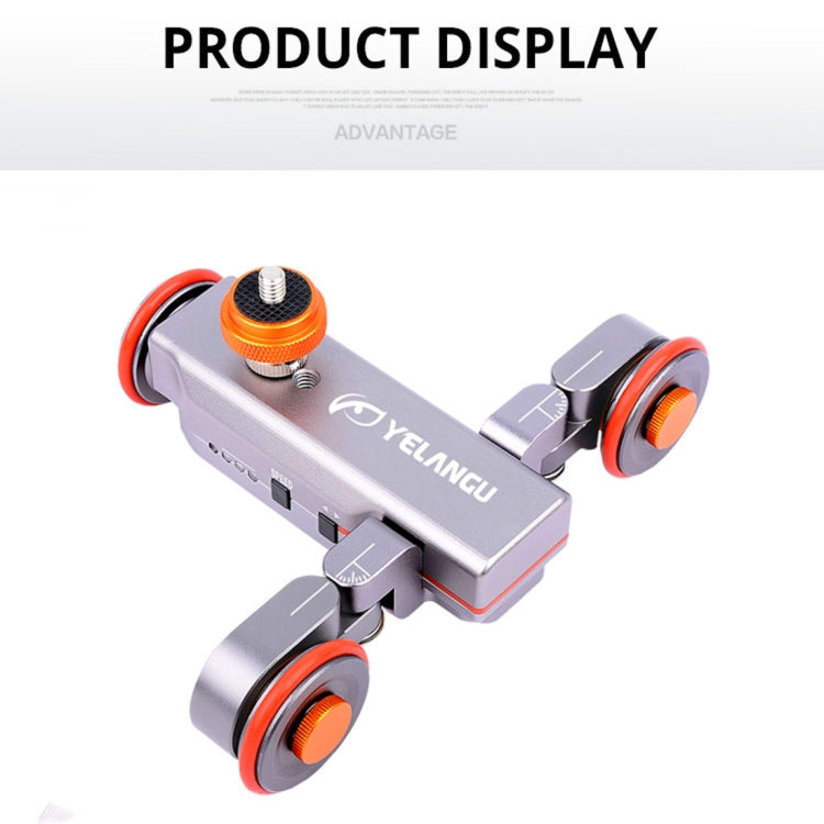 YELANGU L4X Camera 3-wheel Dolly II Electric Track Slider 3-Wheel Video Pulley Rolling Dolly Car with Remote Control for DSLR / Home DV Cameras, GoPro, Smartphones, Load: 3kg(Grey) - free shipping - PMC TechLife - Order now!