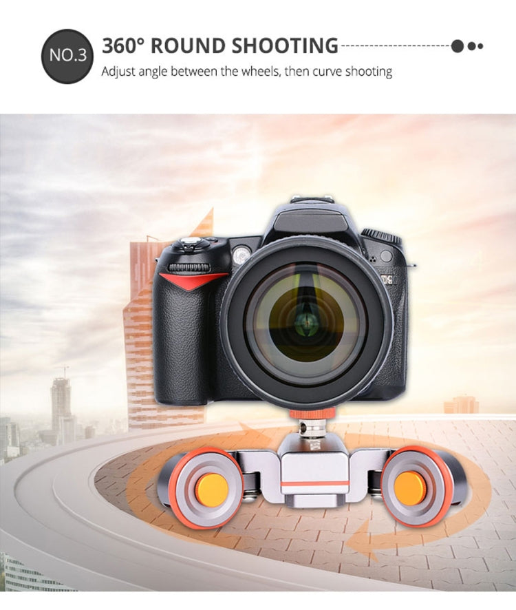 YELANGU L4X Camera 3-wheel Dolly II Electric Track Slider 3-Wheel Video Pulley Rolling Dolly Car with Remote Control for DSLR / Home DV Cameras, GoPro, Smartphones, Load: 3kg(Grey) - free shipping - PMC TechLife - Order now!