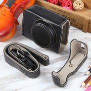 For Canon PowerShot G7 X Full Body Camera PU Leather Camera Case Bag with Strap (Black)