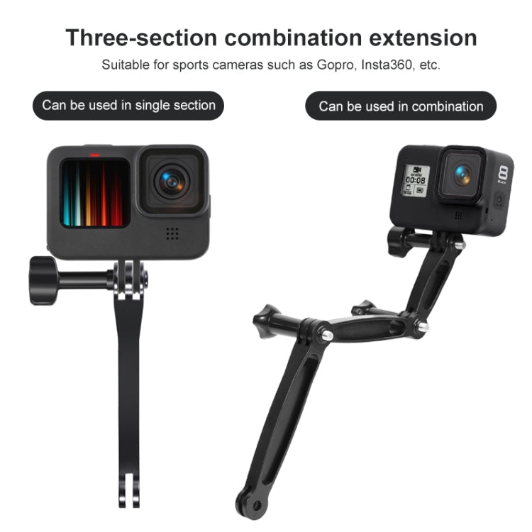 3 in 1 Joint Aluminum Extension Arm Grip Extenter for GoPro, Insta360, DJI and Other Action Cameras - Others by PMC Jewellery | Online Shopping South Africa | PMC Jewellery | Buy Now Pay Later Mobicred