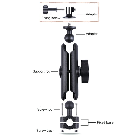 21mm Ballhead Car Front Seat Handlebar Fixed Mount Holder with Tripod Adapter & Screw for GoPro, Insta360, DJI and Other Action Cameras