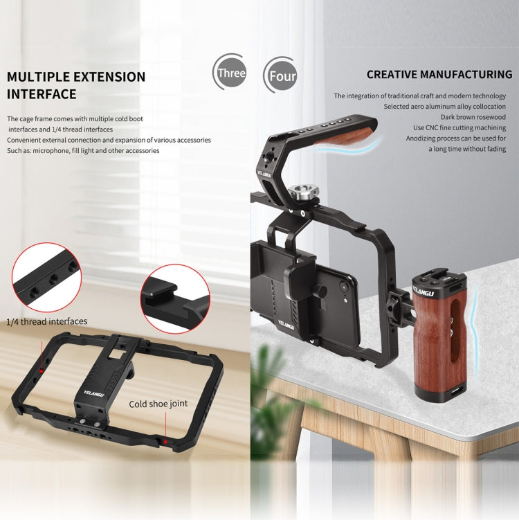 YELANGU LW101 Vlogging Live Broadcast Smartphone Video Rig Handles Stabilizer Kits - free shipping - PMC TechLife - Order now!