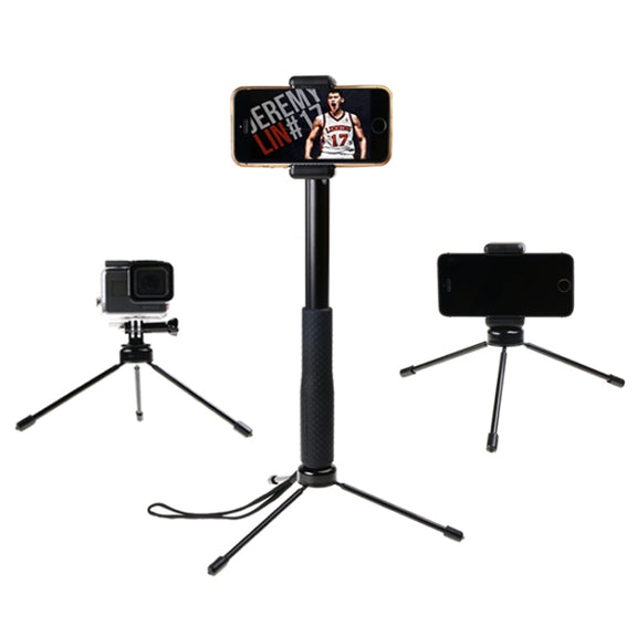 30-93cm Grip Foldable Tripod Holder Multi-functional Selfie Stick Monopod for GoPro, Insta360, DJI and Other Action Cameras, Phones
