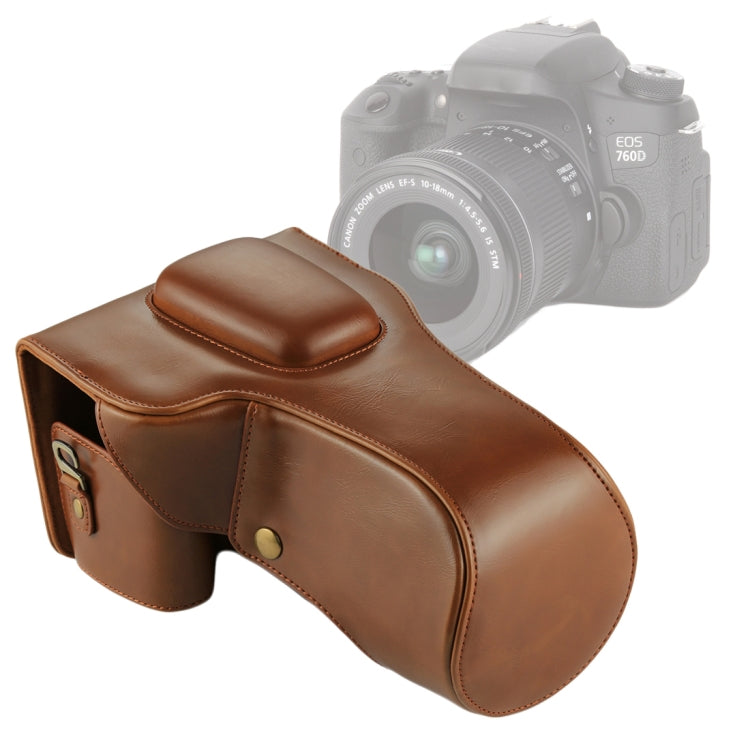 Full Body Camera PU Leather Case Bag for Canon EOS 760D / 750D (18-135mm Lens) (Brown) - free shipping - PMC TechLife - Order now!
