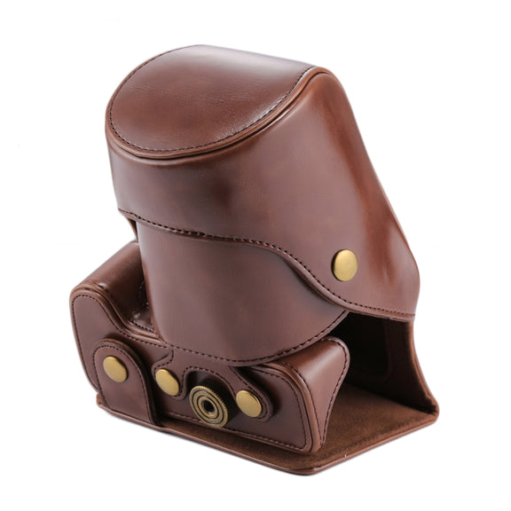 Full Body Camera PU Leather Case Bag for Canon EOS 200D  (18-55mm Lens)(Coffee)