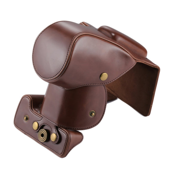Full Body Camera PU Leather Case Bag for Canon EOS 200D  (18-55mm Lens)(Coffee)