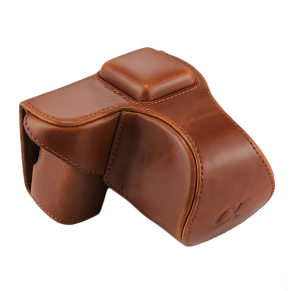 Full Body Camera PU Leather Case Bag with Strap for Sony NEX 5N / 5R / 5T (16-50mm / 18-55mm Lens)(Brown)