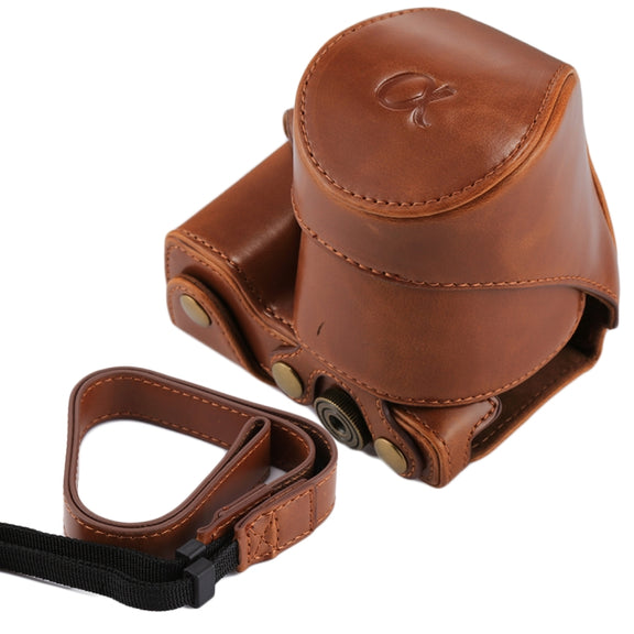 Full Body Camera PU Leather Case Bag with Strap for Sony NEX 5N / 5R / 5T (16-50mm / 18-55mm Lens)(Brown)