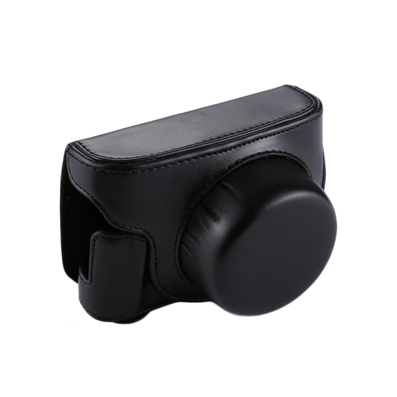 Full Body Camera PU Leather Camera Case Bag with Strap for Panasonic Lumix GF7 / GF8 / GF9 (12-32mm / 14-42mm Lens)(Black)