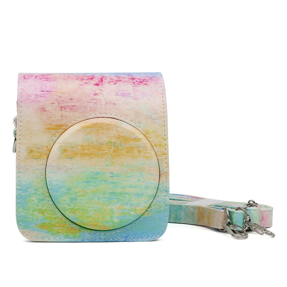 Rainbow Oil painting Pattern PU Leather Protective Camera Case Bag For FUJIFILM Instax Mini70 Camera