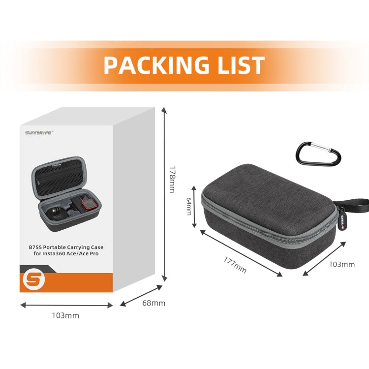 For Insta360 Ace / Ace Pro Sunnylife Portable Carrying Case Handbag Mini Travel Case Organizer Protective Bag (Black) - Case & Bags by Sunnylife | Online Shopping South Africa | PMC TechLife | Buy Now Pay Later Mobicred