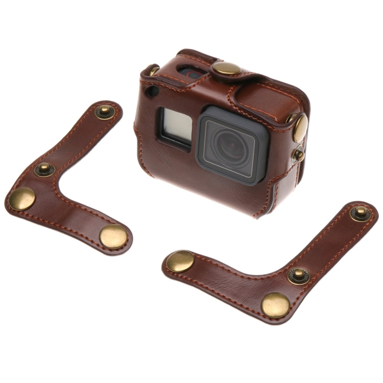 For GoPro HERO7 Black /6 /5  PU Leather Housing Case with Neck Strap & Buttons(Brown) - free shipping - PMC TechLife - Order now!