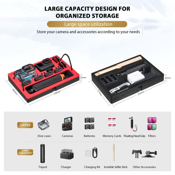 For Insta360 Ace / Ace Pro STARTRC Water-resistant Dual-layer Suitcase Storage Box (Black)