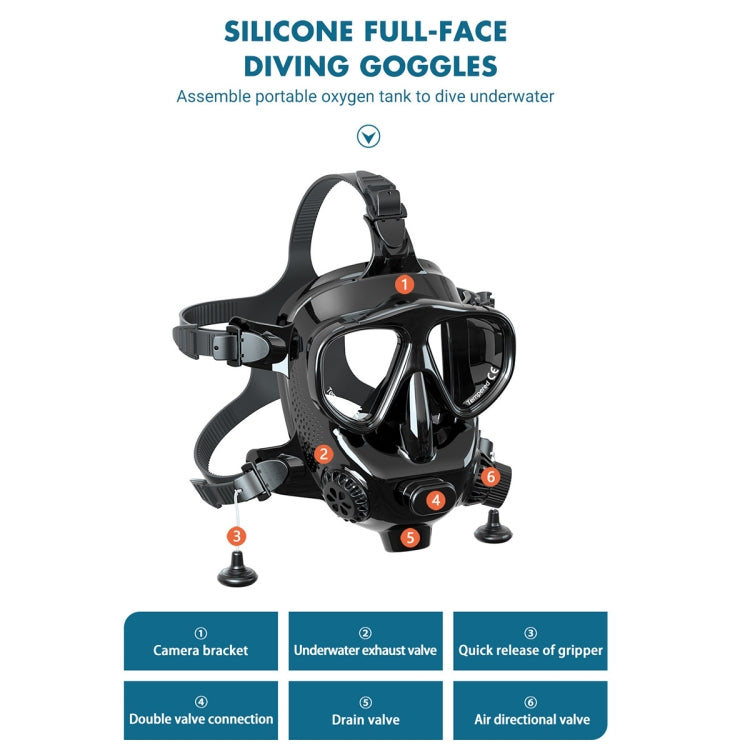 Water Sports Diving Snorkeling Mask Swimming Glasses for GoPro, Insta360, DJI and Other Action Cameras (Black)