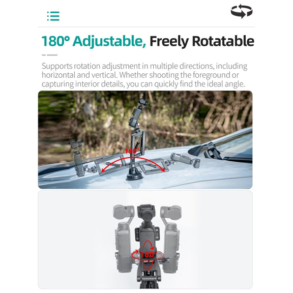 STARTRC Action Camera Suction Cup Car Mount Shock Absorbing Arm (Black)