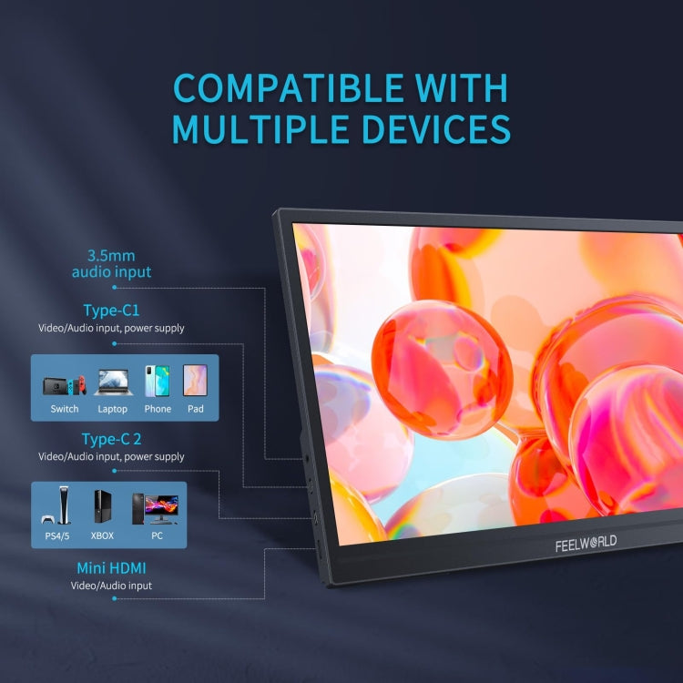 FEELWORLD DH156 15.6 inch Portable External Monitor FHD 1080P USB-C HDMI (Black) - free shipping - PMC Jewellery - Order now!