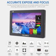 FEELWORLD T7 PLUS 7 inch 3D LUT DSLR Camera Field Monitor with Waveform 4K HDMI Aluminum Housing (Black)