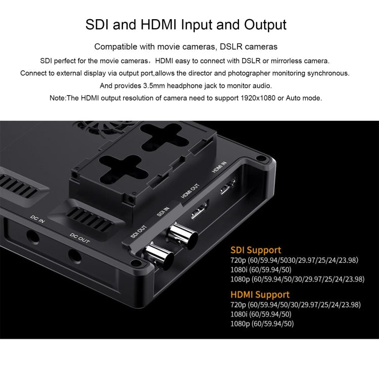 FEELWORLD SH7 7-inch Ultra Bright 2200nit On-camera Monitor SDI HDMI Cross Conversion (Black) - free shipping - PMC TechLife - Order now!