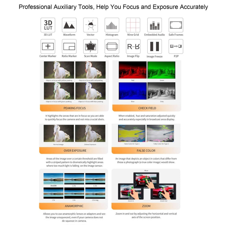 FEELWORLD SH7 7-inch Ultra Bright 2200nit On-camera Monitor SDI HDMI Cross Conversion (Black) - free shipping - PMC TechLife - Order now!