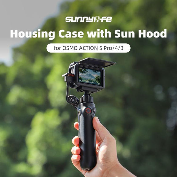 For DJI Osmo Action 5 Pro / 4 / 3 Sunnylife Protective Case Frame Mount Adapter Sun Hood Housing Case (Black)