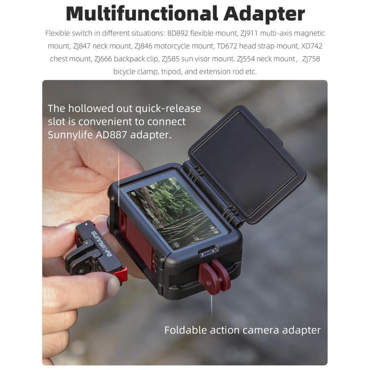 For DJI Osmo Action 5 Pro / 4 / 3 Sunnylife Protective Case Frame Mount Adapter Sun Hood Housing Case (Black) - free shipping - PMC TechLife - Order now!