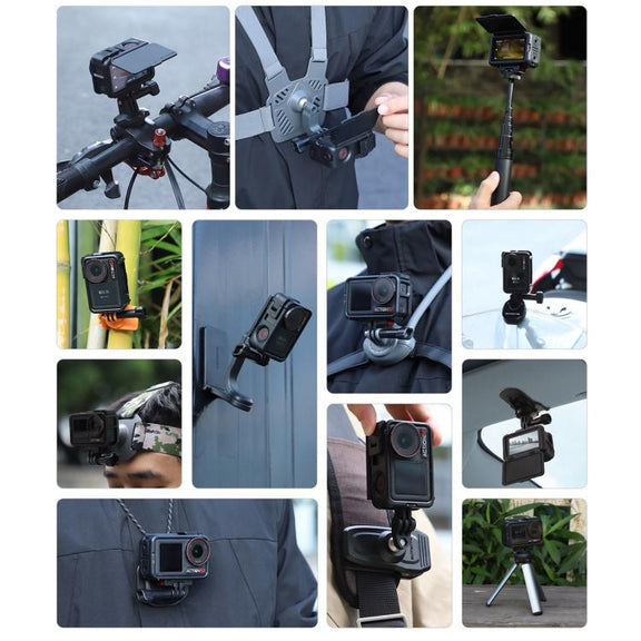 For DJI Osmo Action 5 Pro / 4 / 3 Sunnylife Protective Case Frame Mount Adapter Sun Hood Housing Case (Black)