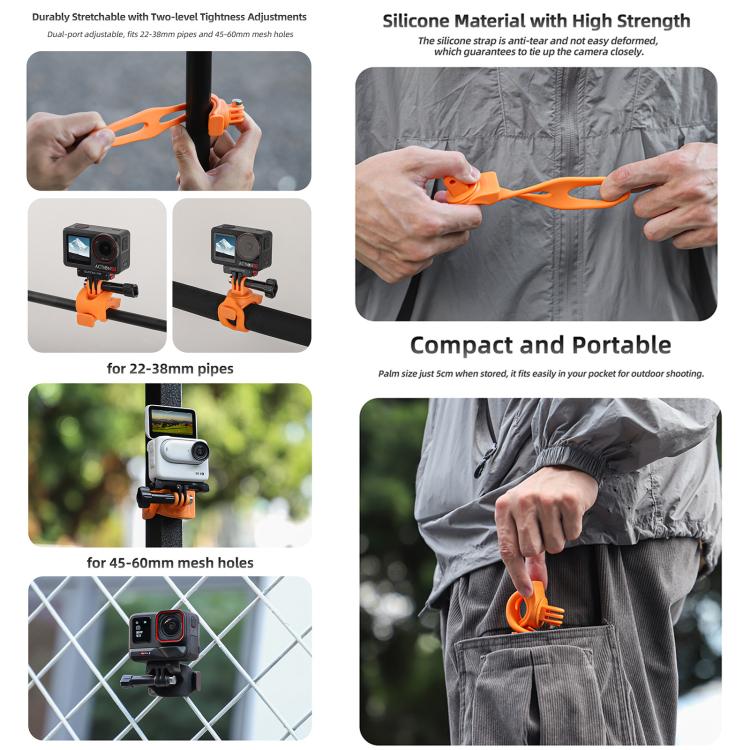 Sunnylife Action Camera Flexible Mount 360 Strap Wrap Band Mount Bike Tube Clip Holder (Black) - free shipping - PMC TechLife - Order now!