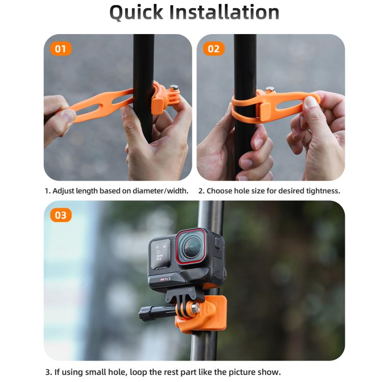 Sunnylife Action Camera Flexible Mount 360 Strap Wrap Band Mount Bike Tube Clip Holder (Black)