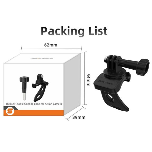 Sunnylife Action Camera Flexible Mount 360 Strap Wrap Band Mount Bike Tube Clip Holder (Black)