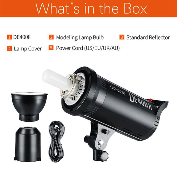 Godox DE400II 400Ws Studio Flash Light Strobe Lamp Head Bowens Mount Speedlight (AU Plug)
