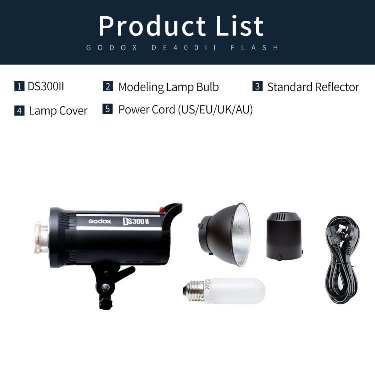 Godox DS300II 300Ws Studio Flash Light Strobe Lamp Head Bowens Mount Speedlight (US Plug)