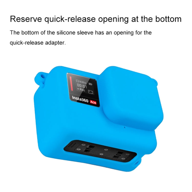 For Insta360 Ace Body Silicone Protective Case with Lens Cap (Blue)
