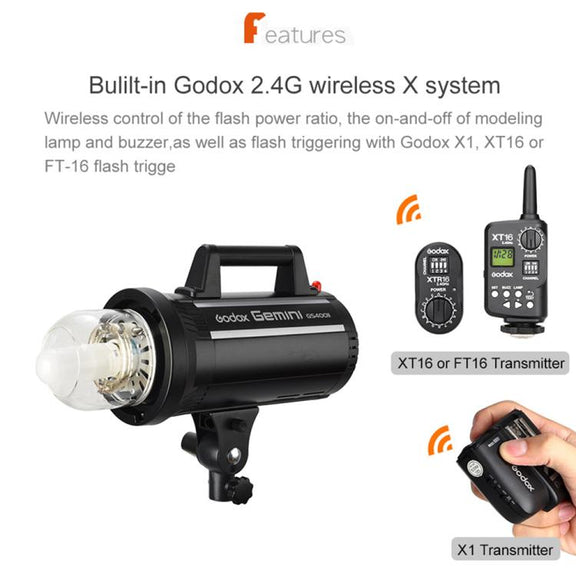 Godox Gemini GS400II Studio Flash Light 400Ws Bowens Mount Strobe Flash (US Plug)