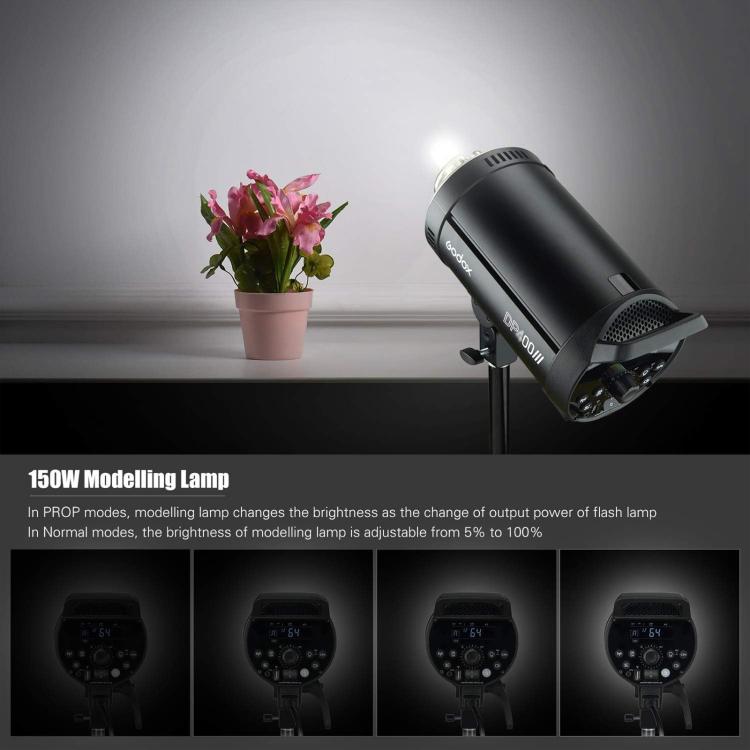 Godox DP400III Studio Flash Photo Light 400Ws 2.4G Wireless X System Bowens Mount Strobe Light, No Lamp Cover (US Plug)