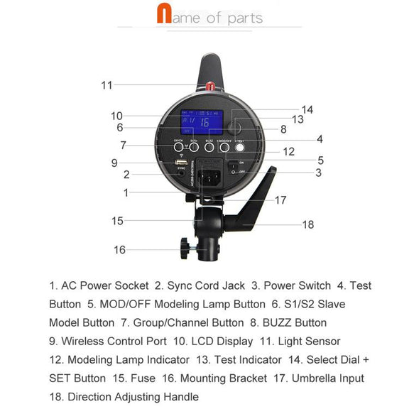Godox Gemini GS200II Studio Flash Light 200Ws Bowens Mount Strobe Flash (UK Plug)