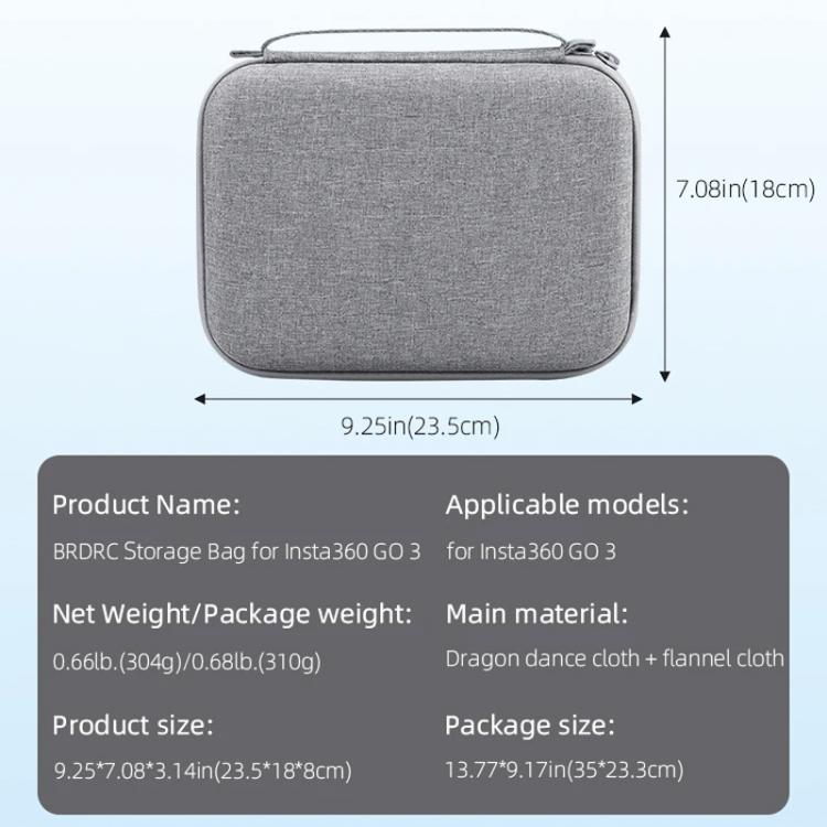 For Insta360 GO 3 / GO 3S BRDRC Portable Storage Box Case (Grey) - free shipping - PMC TechLife - Order now!