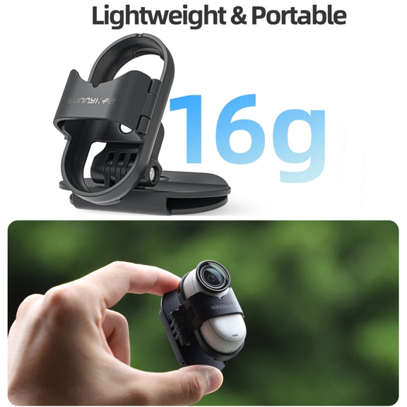 For Insta360 GO3 / GO 3S Sunnylife Baseball Hat Clip Mount Baseball Cap Clamp Quick Release Mount Camera POV Vlog Holder (Black)