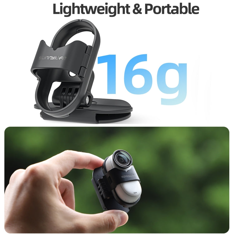 For Insta360 GO3 / GO 3S Sunnylife Baseball Hat Clip Mount Baseball Cap Clamp Quick Release Mount Camera POV Vlog Holder (Black)