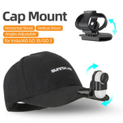 For Insta360 GO3 / GO 3S Sunnylife Baseball Hat Clip Mount Baseball Cap Clamp Quick Release Mount Camera POV Vlog Holder (Black)